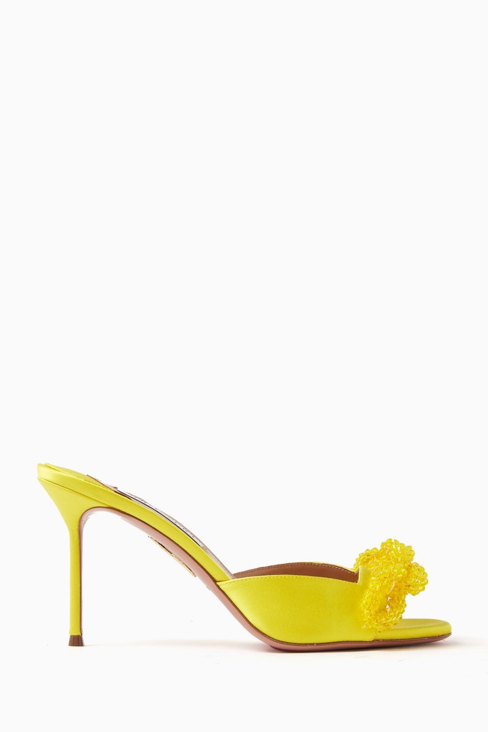 

Chain of Love 85 Mules in Satin, Yellow