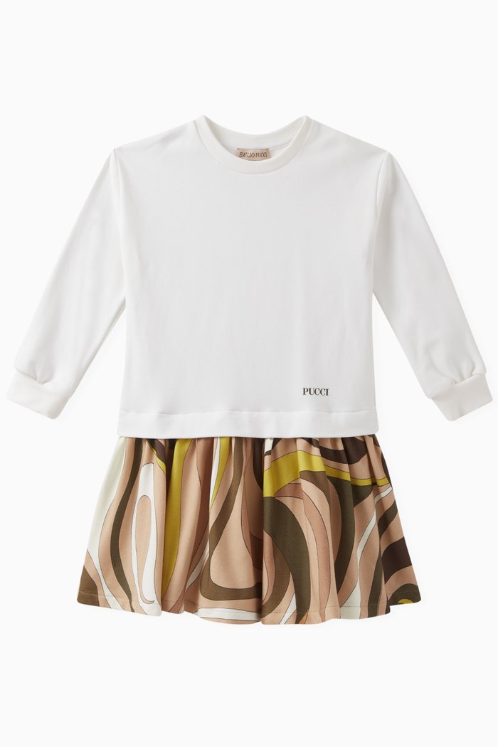 

Logo Print Sweatshirt Dress in Cotton, White