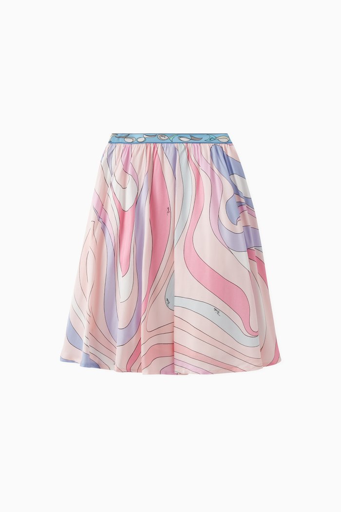 

Abstract Print Skirt in Viscose, Pink