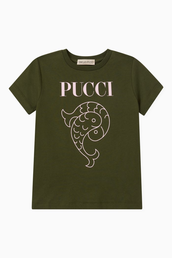 Logo Print T-shirt in Cotton Jersey, Green