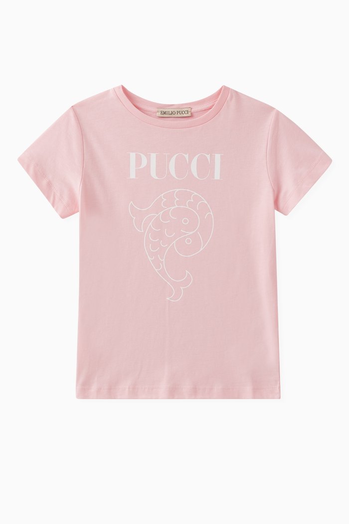 Logo Print T-shirt in Cotton Jersey, Pink