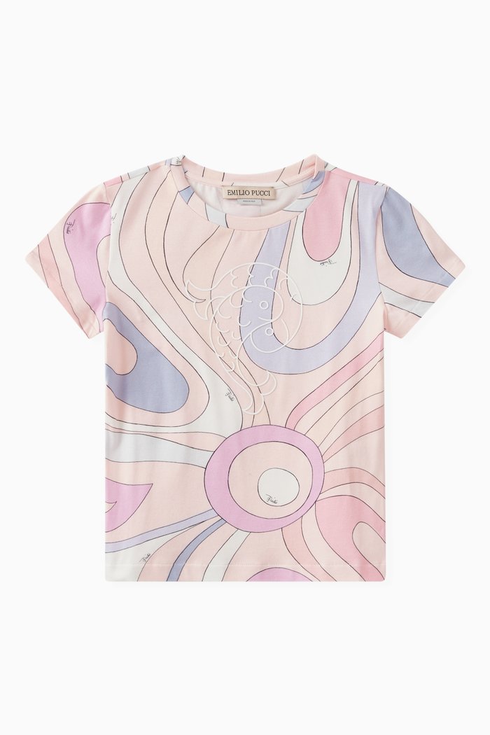 

Graphic Print T-Shirt in Cotton, Pink
