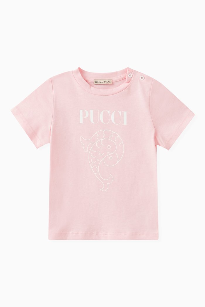 

Logo Print T-shirt in Cotton Jersey, Pink