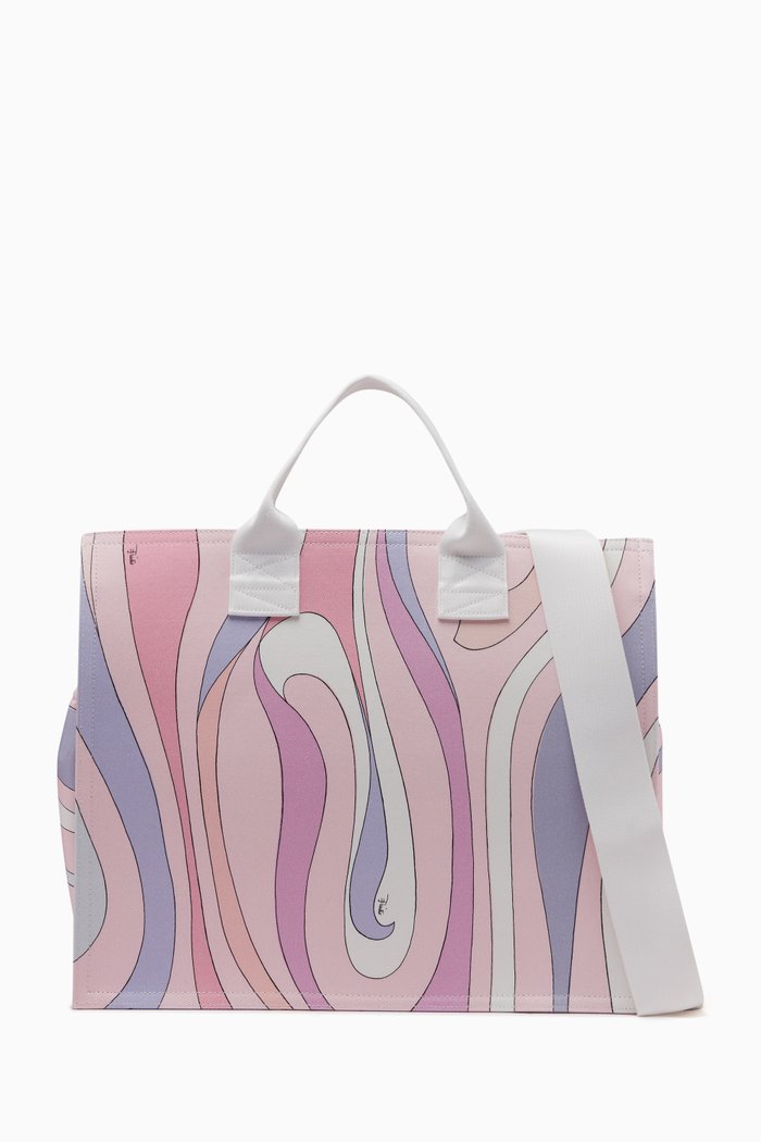 

Graphic Print Bag in Cotton, Pink
