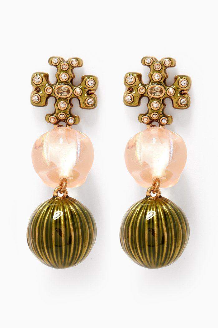 

Roxanne Small Double-drop Earrings in 18kt Gold-plated Brass, Multicolour