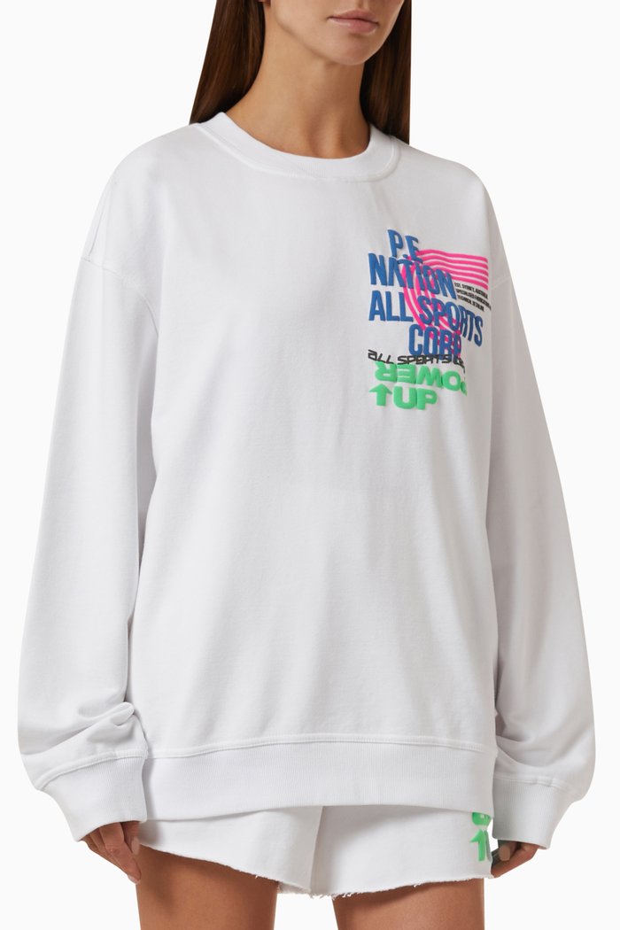 

Power Up Sweatshirt in Organic Cotton French Terry, White