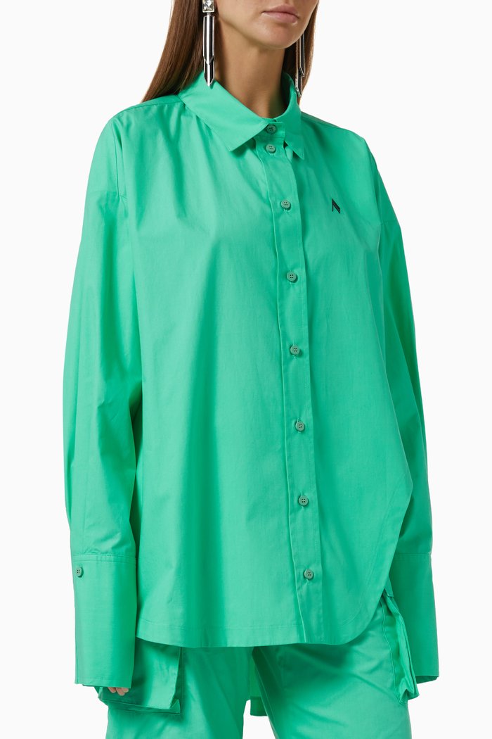 

Diana Oversized Shirt in Cotton, Green