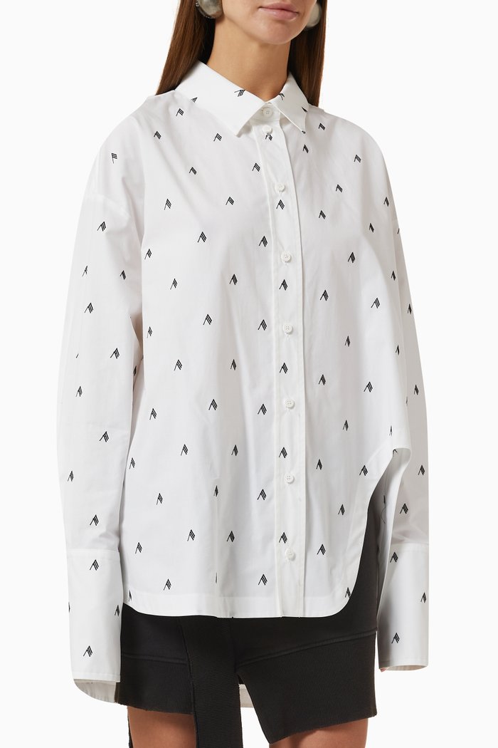 

Diana Printed Oversized Shirt in Cotton, White