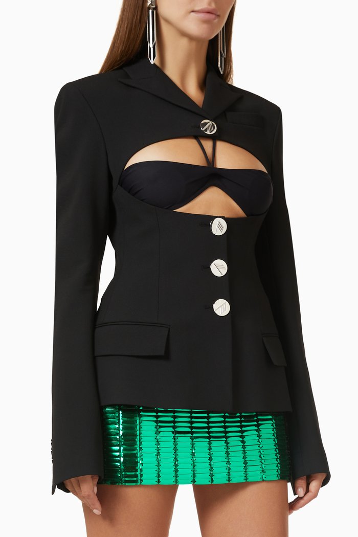 

Gwenda Cut-out Blazer in Viscose-blend, Black