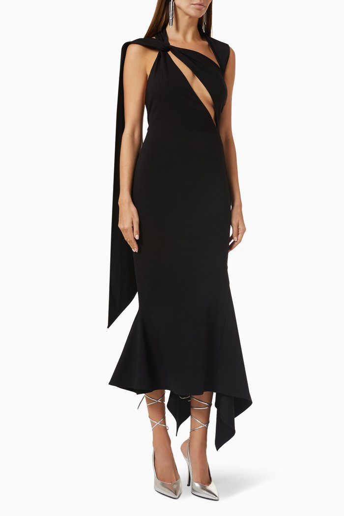 

Sam Cut-out Midi Dress in Jersey, Black