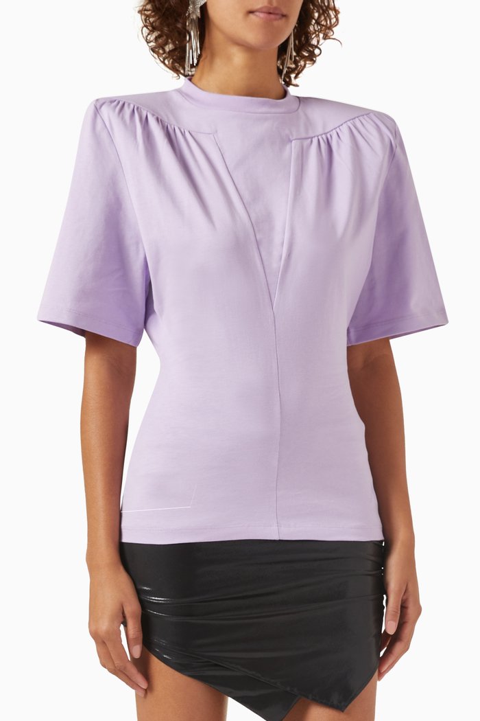 

Jewel Cut-out T-shirt in Cotton, Purple
