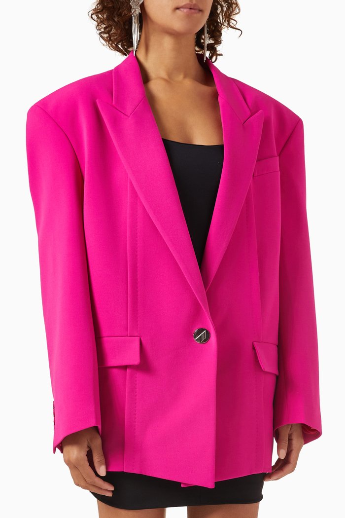 

Glen Oversized Pinstripe Blazer in Viscose, Pink