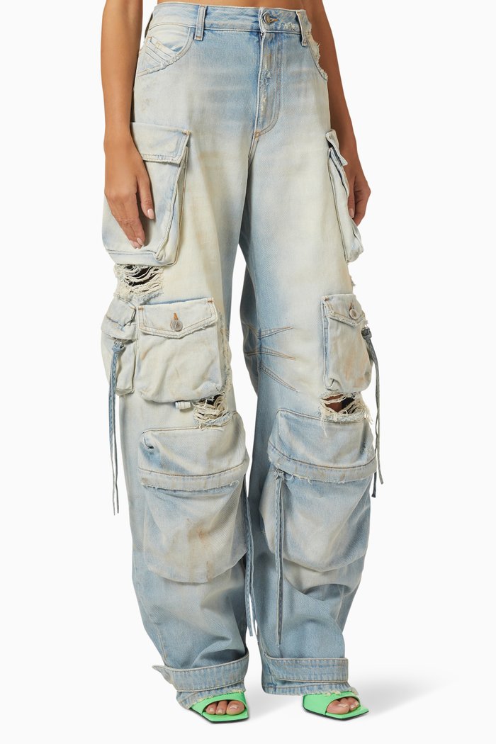 Fern Cargo Pocket Jeans in Denim, Blue