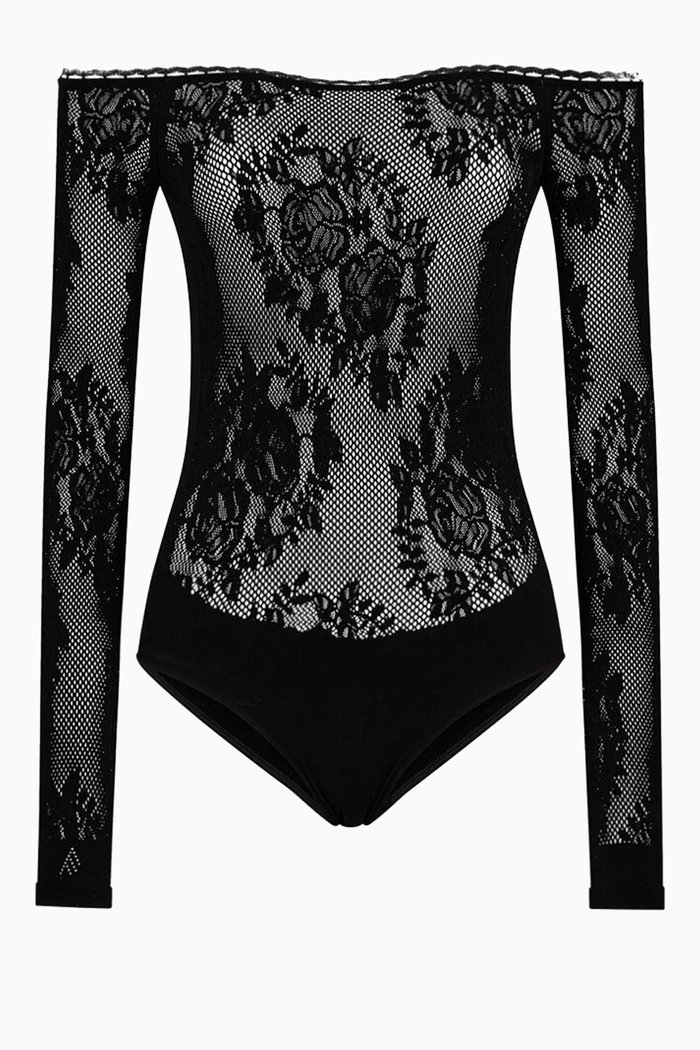 

Kim Body Top in Jersey Mesh, Black