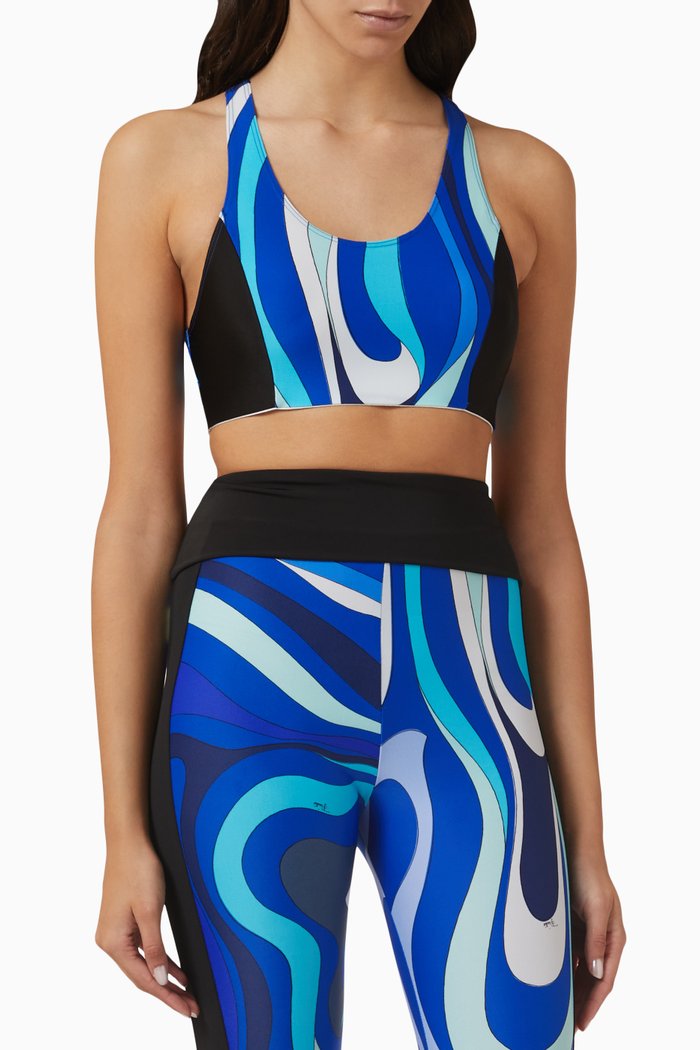 

Printed Sports Bra in Lycra, Blue