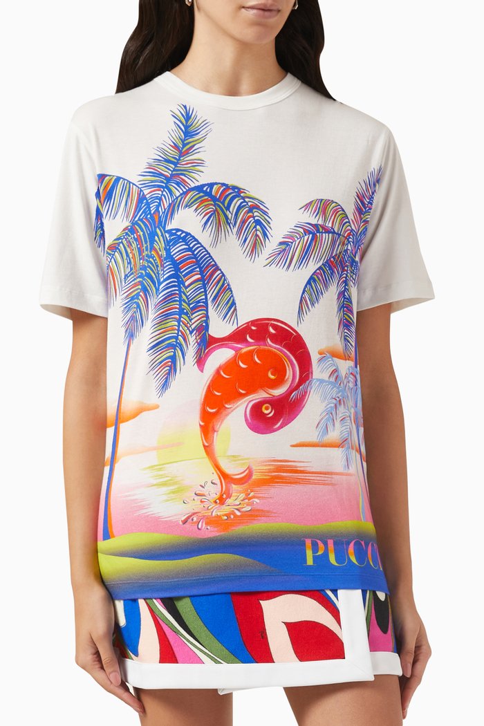 

Palm-print T-shirt in Cotton-jersey, White