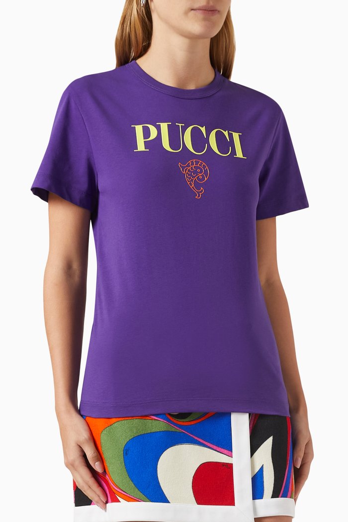 Logo T-shirt in Cotton Jersey, Purple