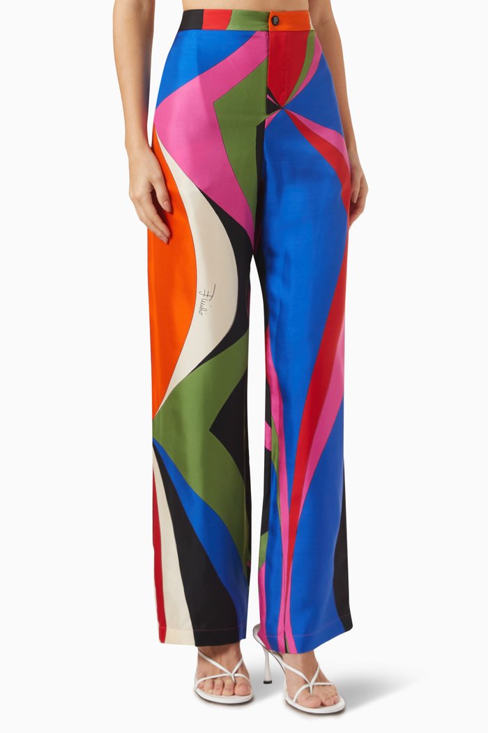 

Goccia-print High-rise Pants in Silk, Multicolour