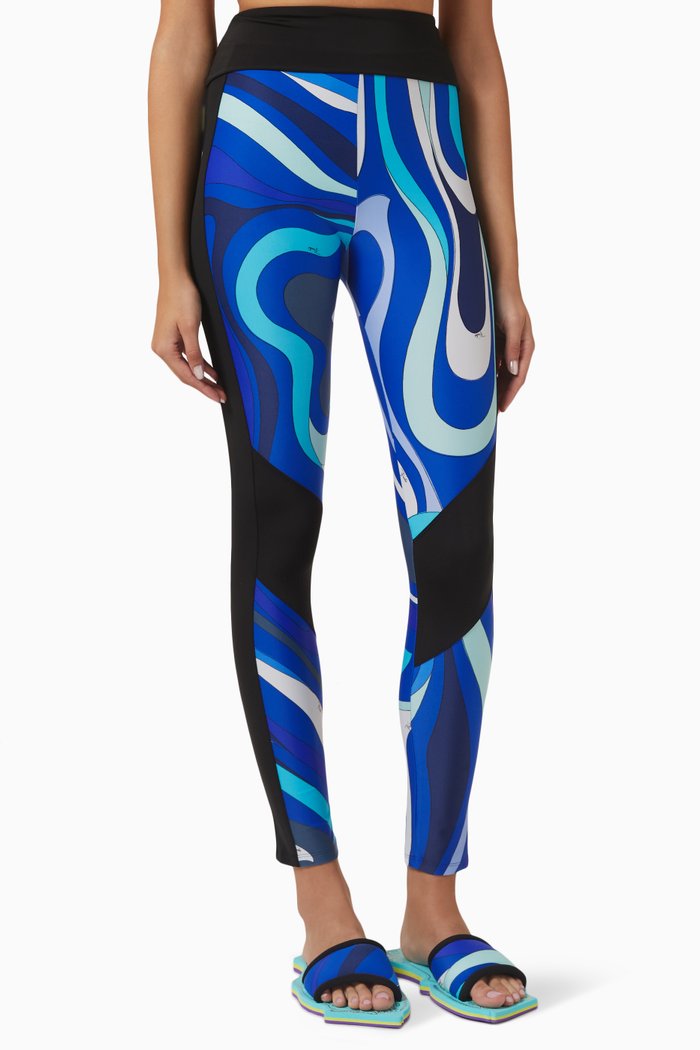 

Printed Leggings in Lycra, Blue