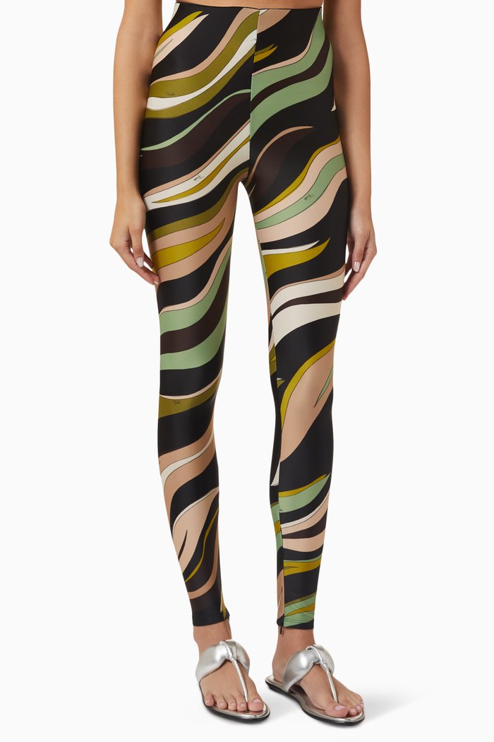 

Printed Leggings in Lycra, Green
