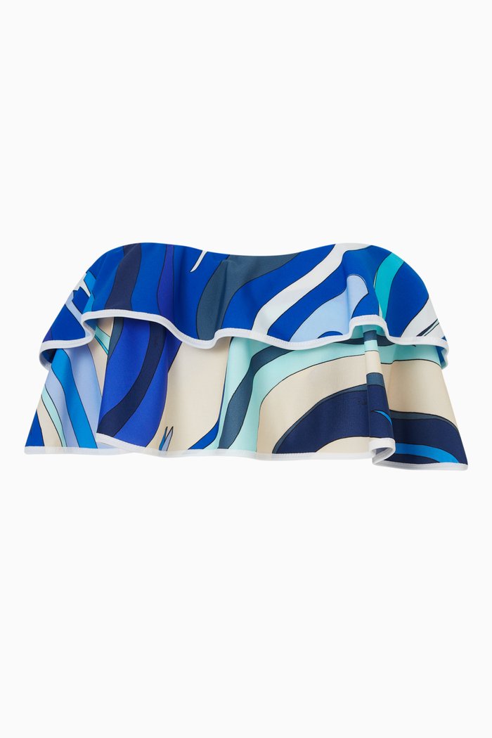 

Printed Bikini Top in Lycra, Blue