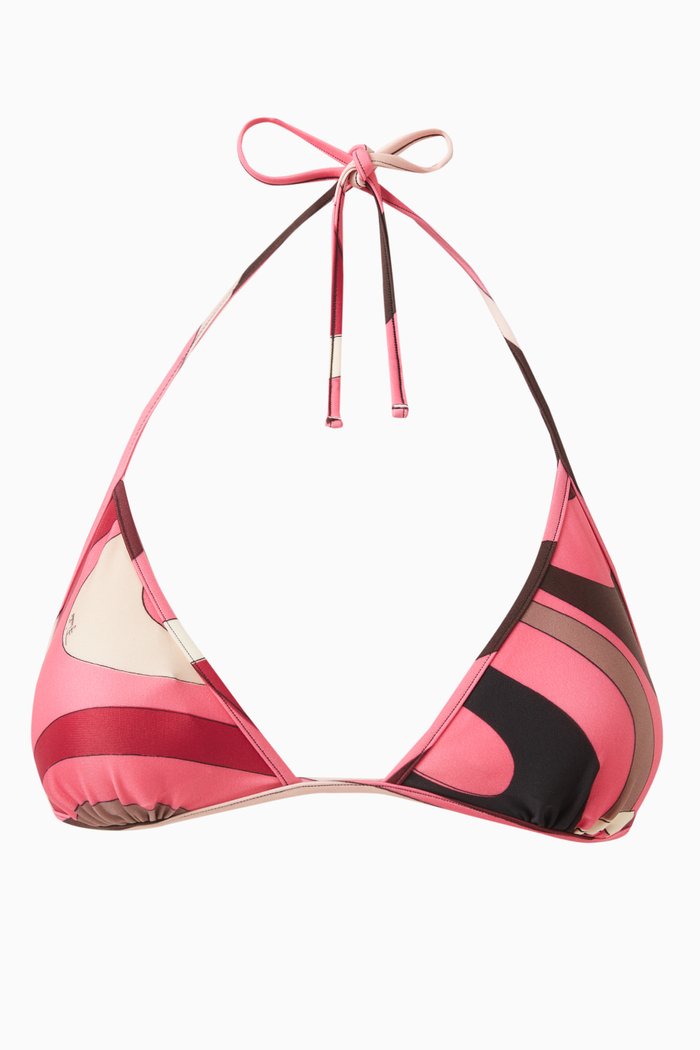 

Printed Bikini Top in Lycra, Pink