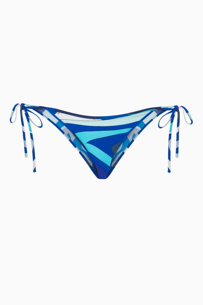 

Printed Bikini Bottoms in Lycra, Blue