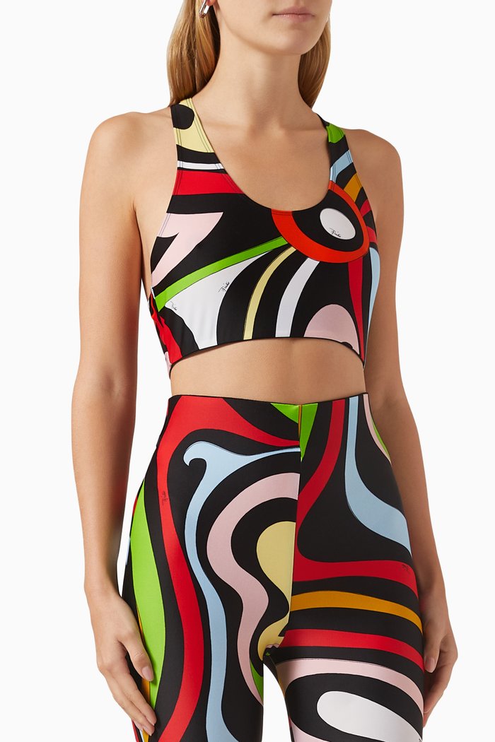 

Marmo Print Racerback Crop Top in Viscose, Multicolour
