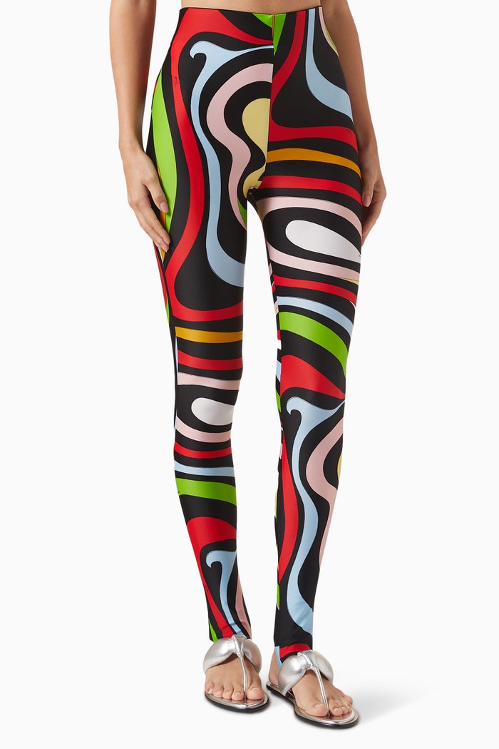 

Marmo Print Stirrup Leggings in Viscose, Black