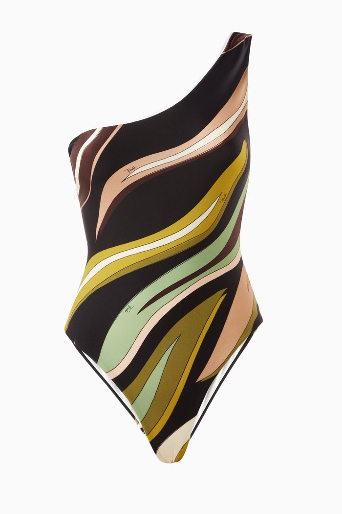 

Fiamme Print One-shoulder Swimsuit, Multicolour