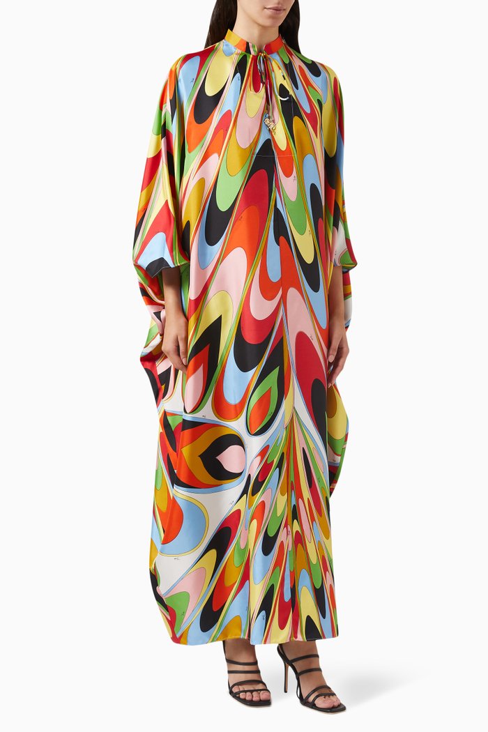 

Onde-printed Kaftan in Silk Twill, Multicolour