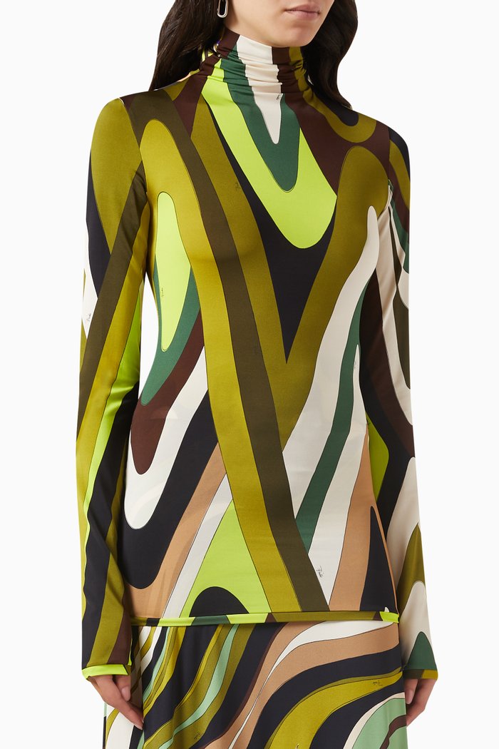 

Moire-print Top in Viscose Jersey, Green