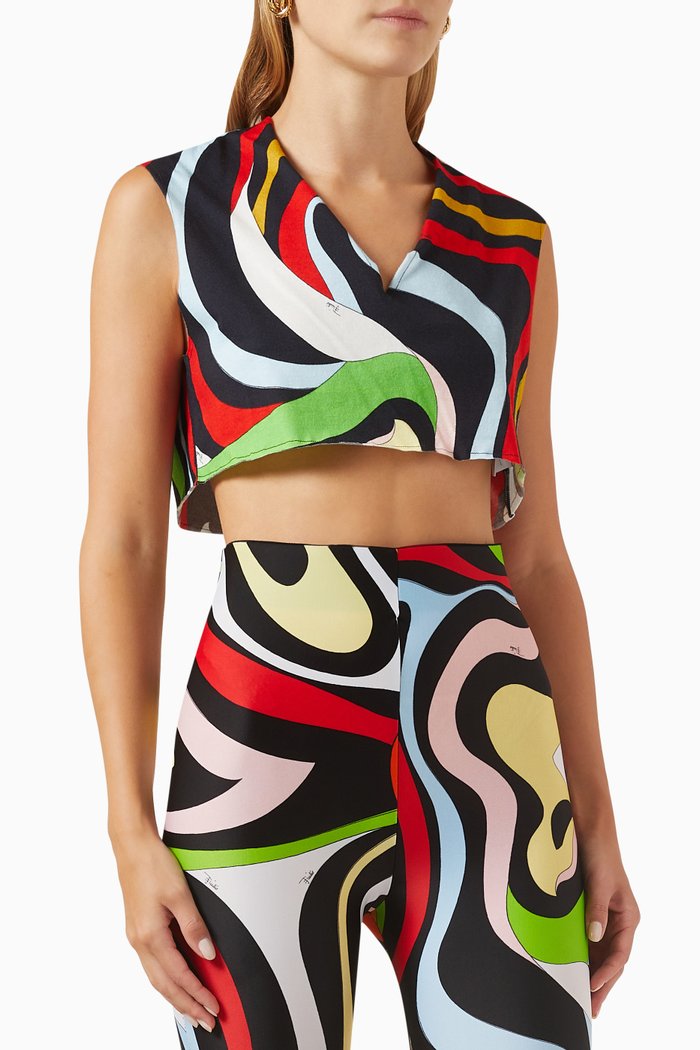 Marmo Print Top in Cotton, Multicolour