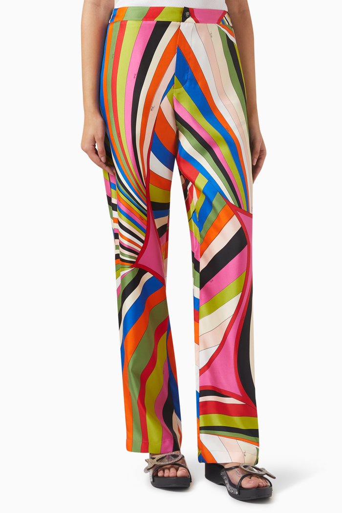 

Iride-print Pants in Silk Twill, Multicolour
