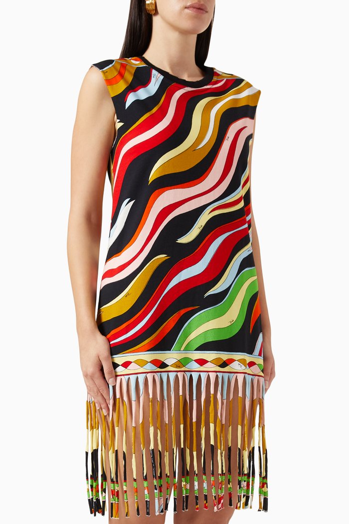 

Fiamme Print Mini Dress in Jersey, Multicolour