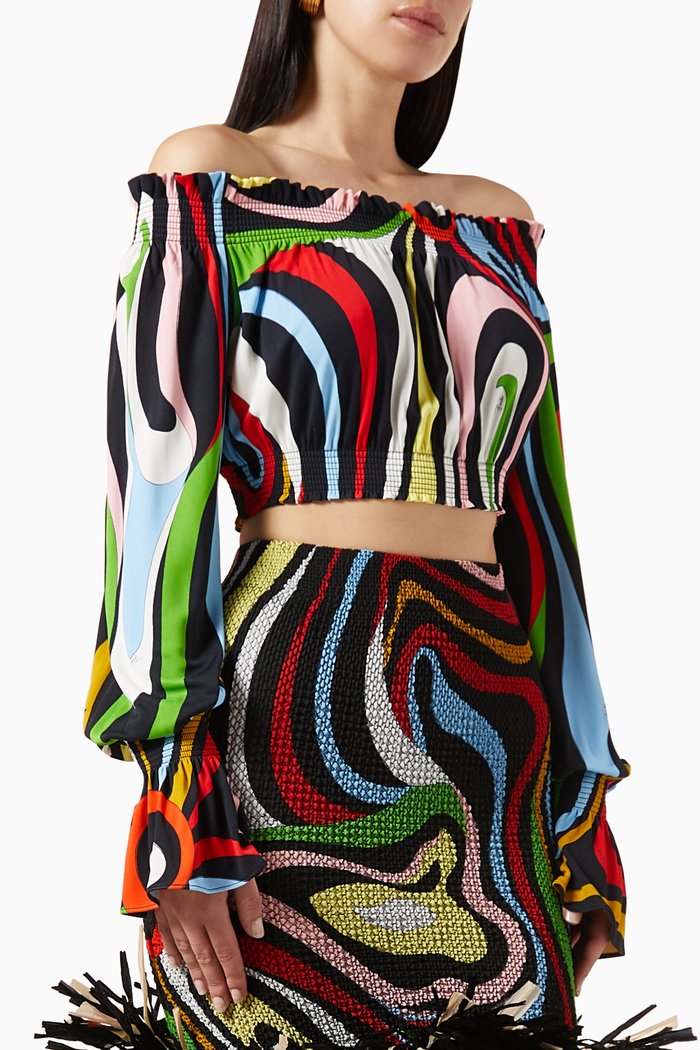 

Marmo Print Crop Top in Jersey, Multicolour