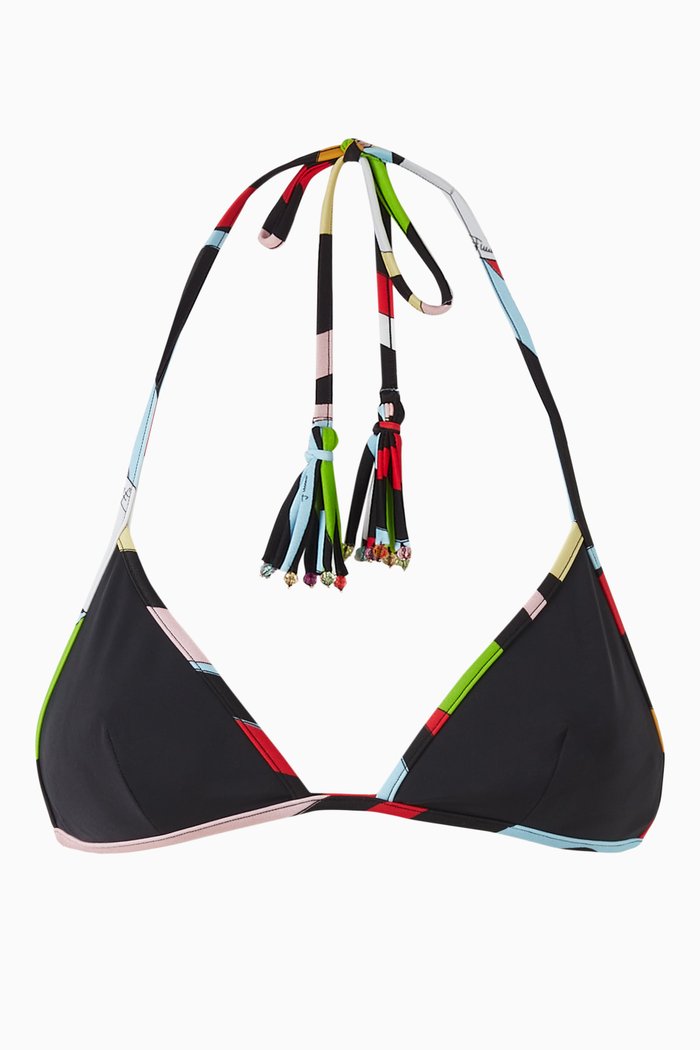 

Marmo-print Bikini Top, Black