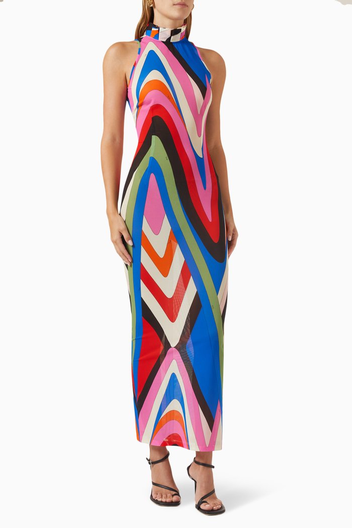 

Moire-print Dress in Nylon, Multicolour