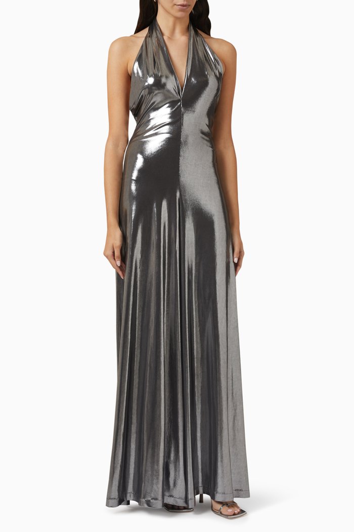 

Metallic Jumpsuit in Lamé, Silver