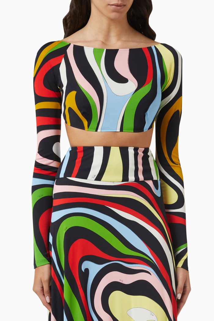 

Printed Crop Top in Jersey, Multicolour