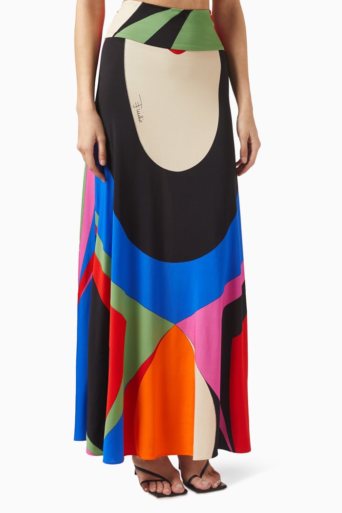 

Goccia-print Maxi Skirt in Viscose-jersey, Multicolour