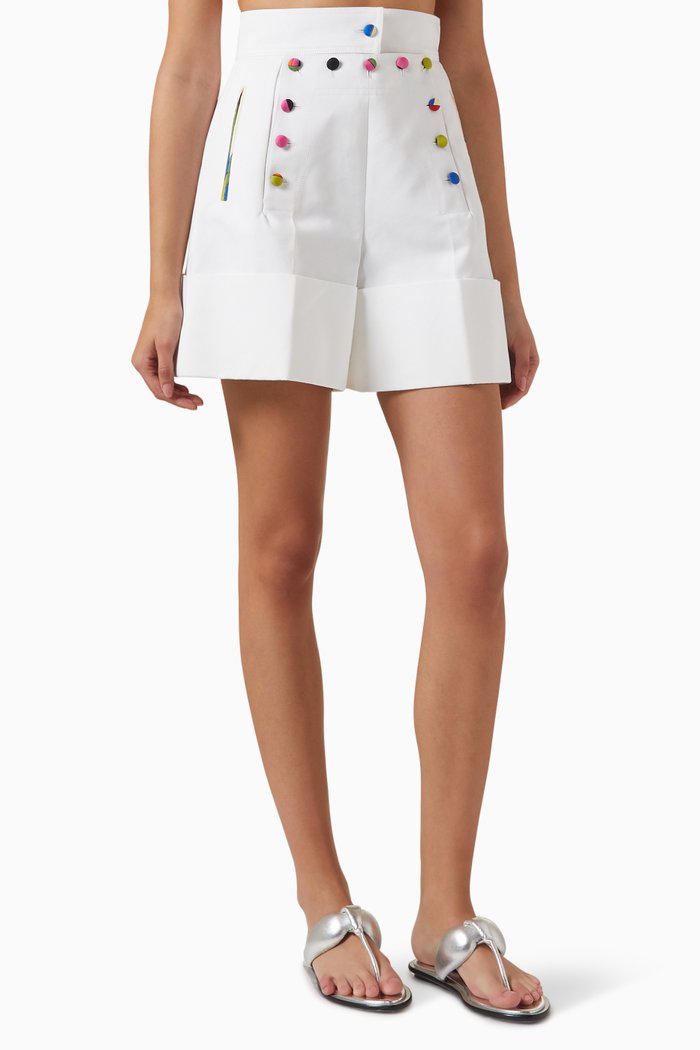 

Onde-printed Shorts in Cotton-blend, White