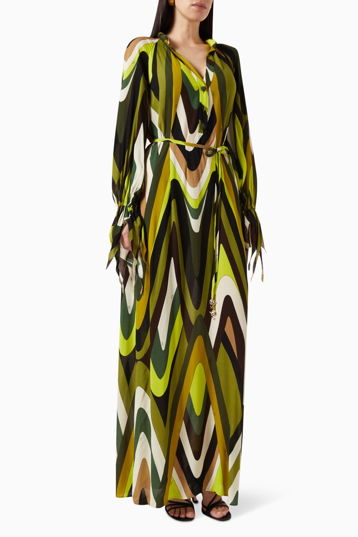 

Moire Print Kaftan, Green