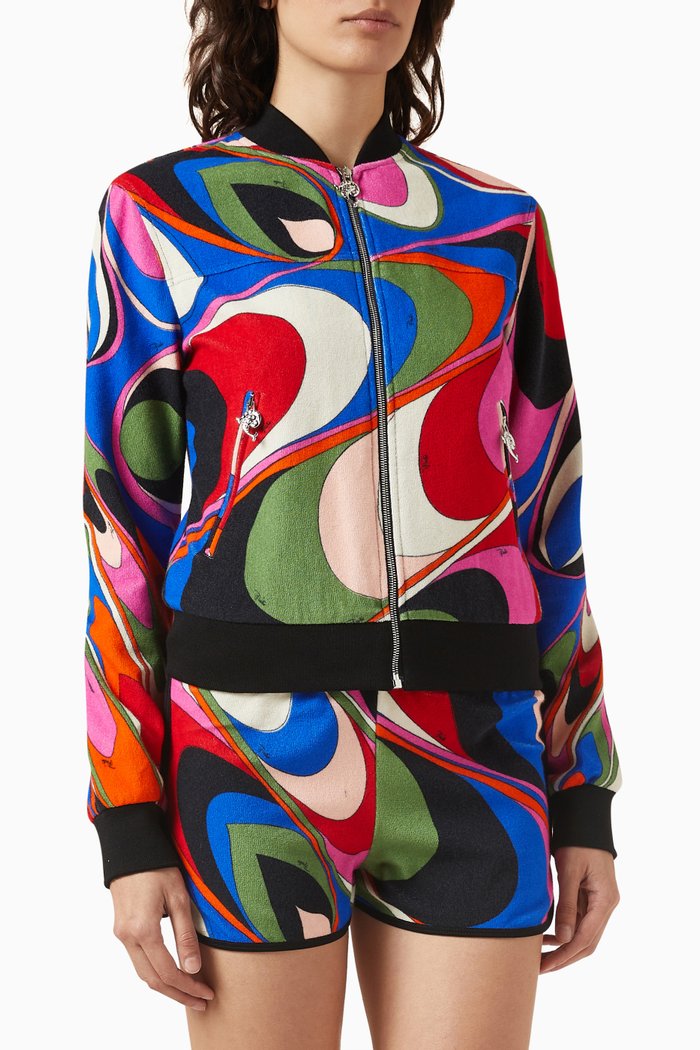 

Onde-print Bomber Jacket in Cotton-blend, Multicolour