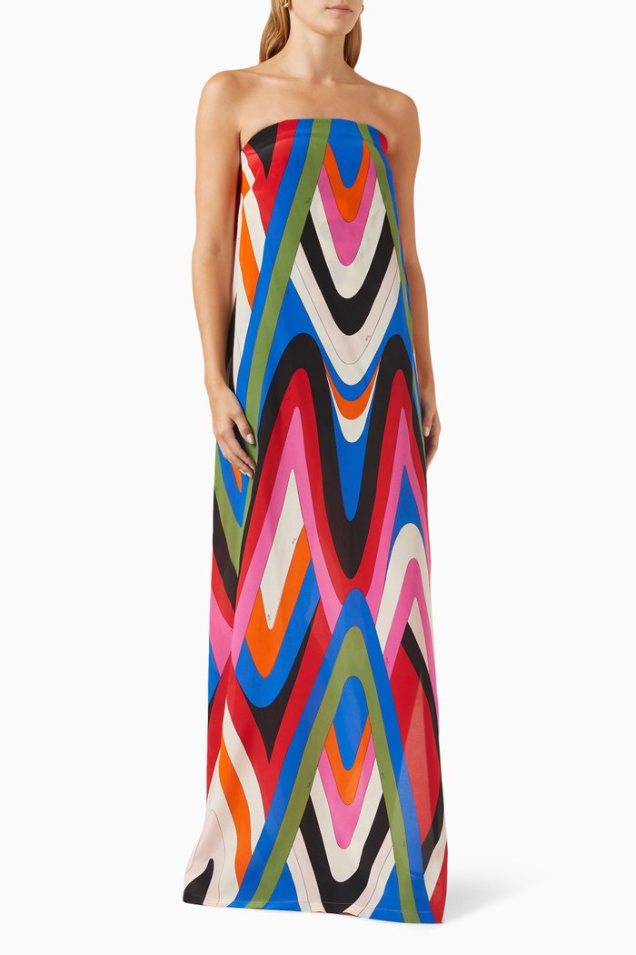 

Moire-print Maxi Dress in Silk, Multicolour