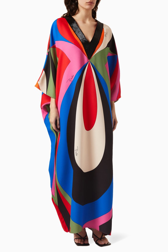 

Goccia-print Embellished Maxi Kaftan Dress, Multicolour