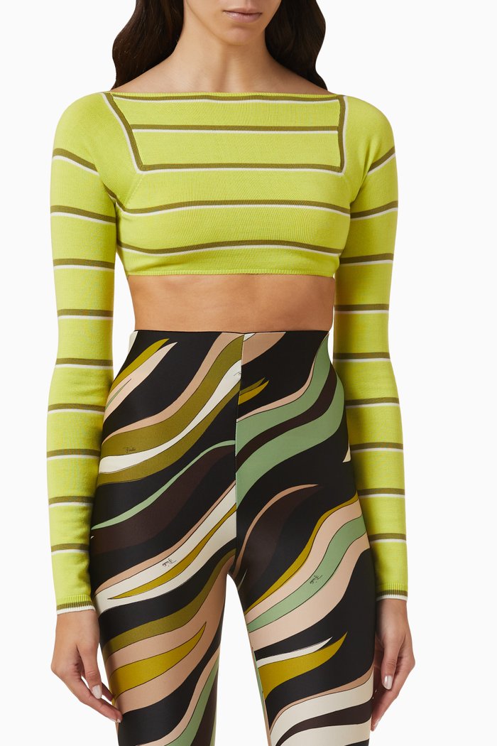

Cropped Sweater in Wool, Green