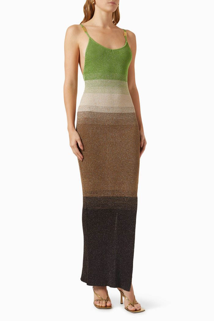 Tank Maxi Dress in Lurex Dégradé, Green