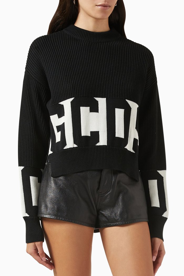 

Logo-band Sweater in Cotton-knit, Black