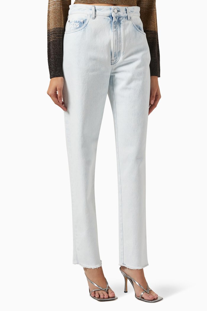 

Crystal-embellished Choker Jeans, White